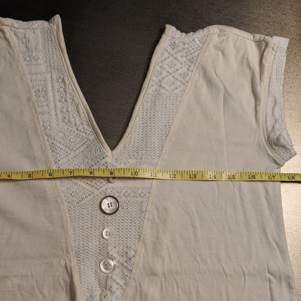 Lace Inset Knit Top with Vintage Button Accents - Picture 6 of 7
